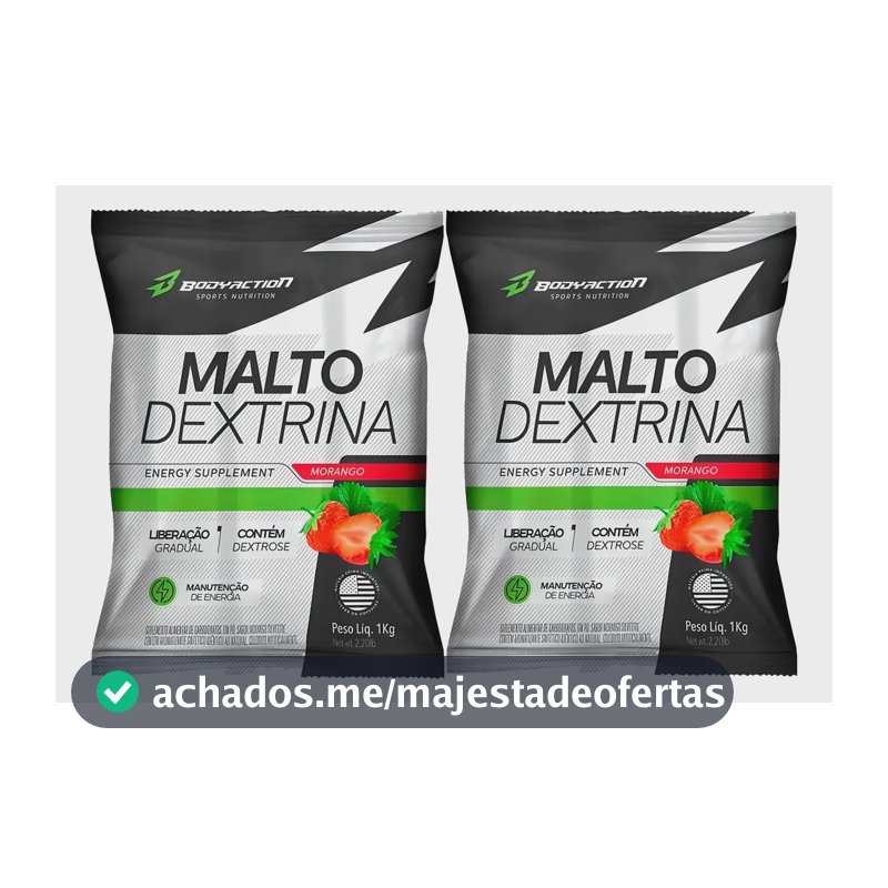 2x Maltodextrina - 1kg - Body Action Sabor Morango Silvestre
