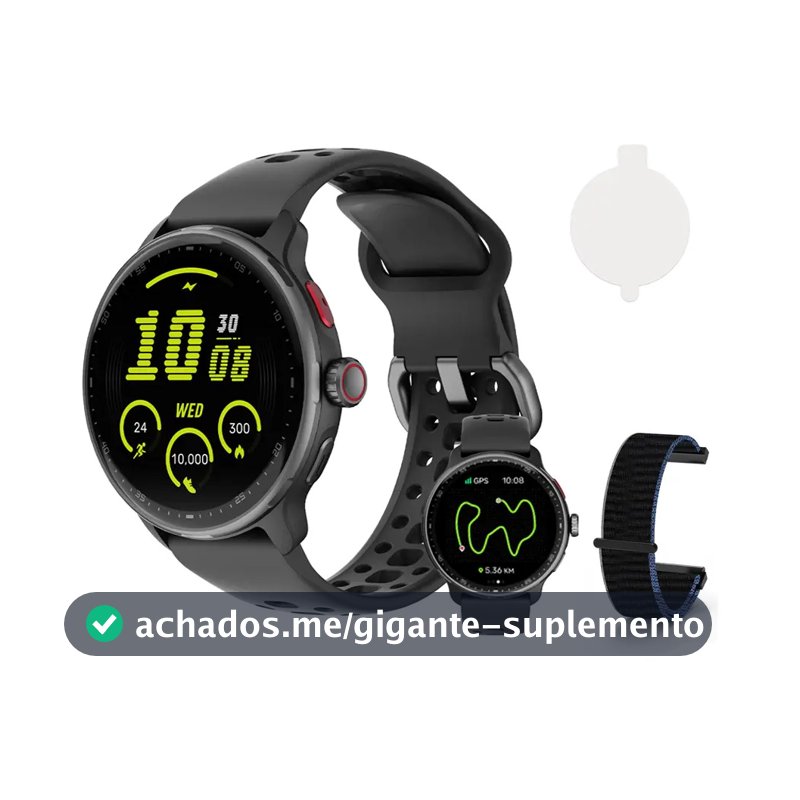 Relógio Inteligente Gps Smartwatch Amoled 3atm Sport Gps Caixa Preto
