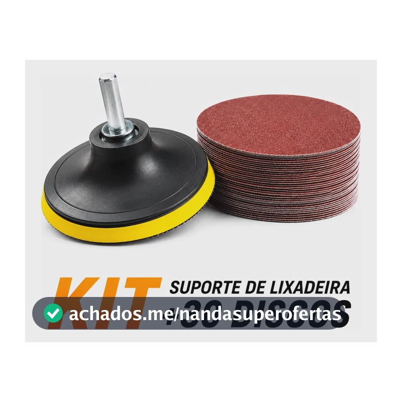 Suporte Boina Lixadeira Furadeira 30 Disco Lixa 125mm Reparo Preto