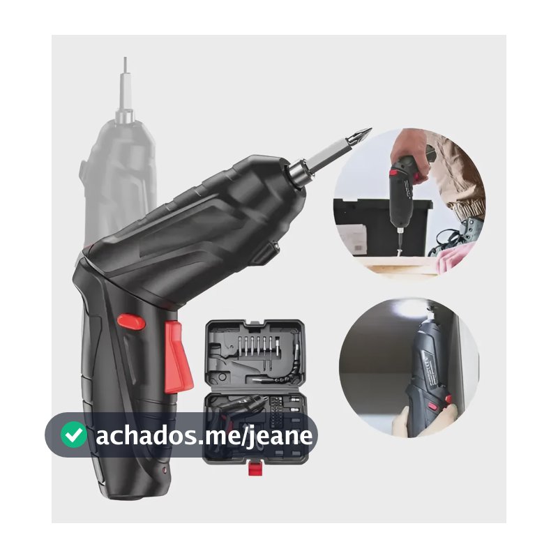 Parafusadeira Usb 4.2v Elétrica Portátil 45 Peças Preto 127/220v