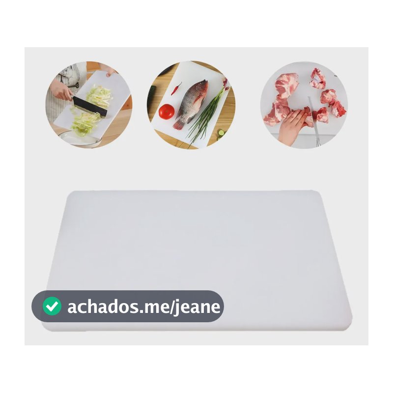 Tábua De Corte Pead Carnes Cozinha 50x35cm X 1cm Resistente Lisa Branco