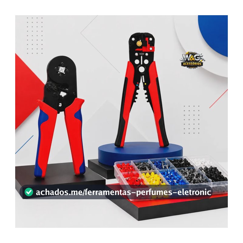 Kit Profissional Alicate Decapador Fios + Alicate Crimpador + 1200 Ilhós Kit Eletricista Ferramentas W&G