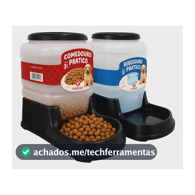 Kit Comedouro Automatico Bebedouro Cachorro Gato Pet 3l  Preto