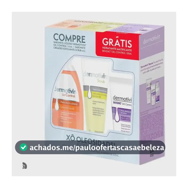 Kit Sabonete + Scrub + Hidra Benzac Dermotivin Oleosa Dia/noite