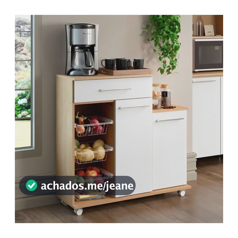 Ditália MF-185 balcao cozinha cor carvalho e branco
