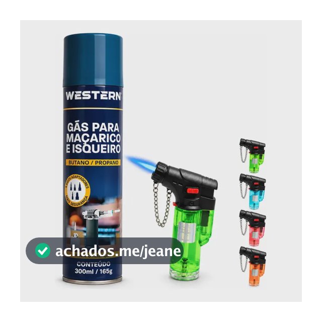 Maçarico E Refil Gás Western Kit Portátil Base 300ml