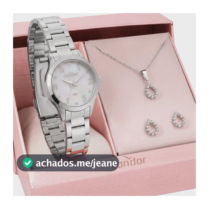 Kit Relógio Condor Feminino Com Colar E Brincos Co2036mxg/k4b