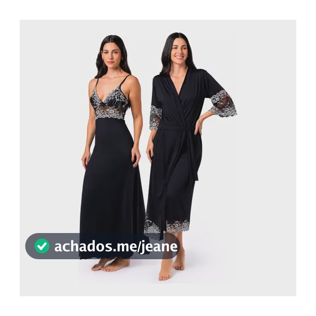 Kit Robe Longo + Camisola Longa Bicolor Feminino Luxo