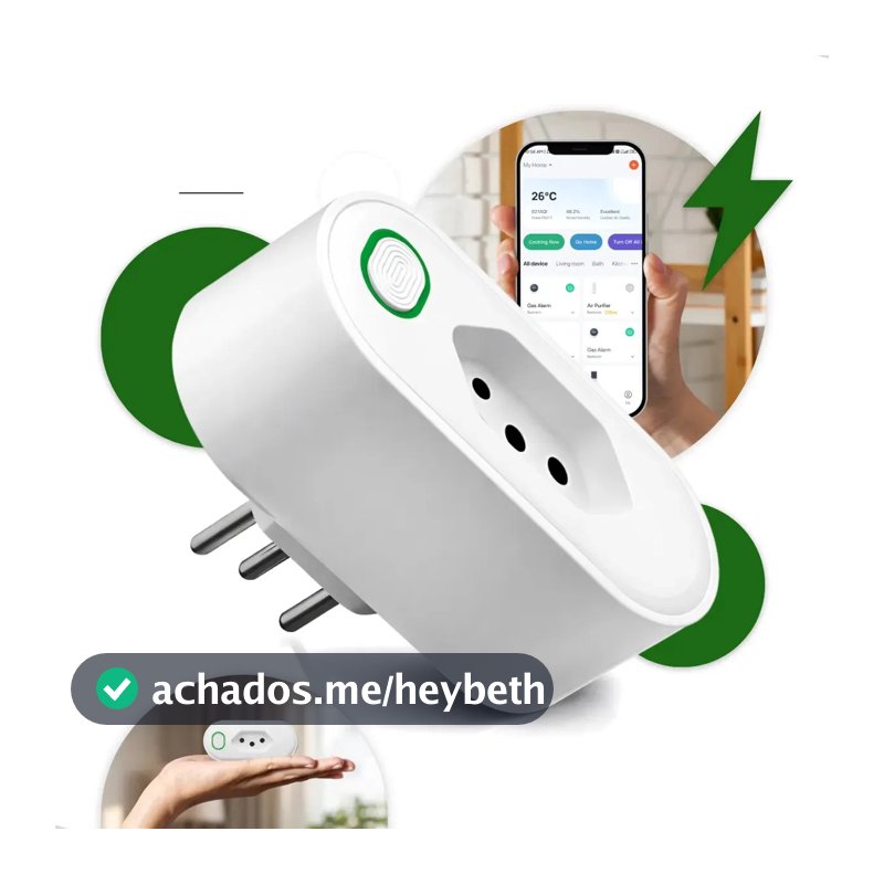 Tomada Inteligente Wi-Fi Kateluo 16A com Monitor de Consumo para Alexa e Google Home