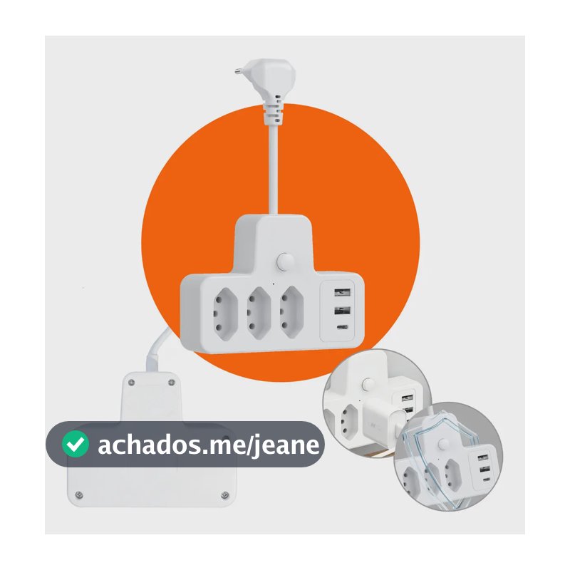 Conector De Extensão Portátil 3 Universal Plug Carregador Eletro Mex Modelo:6em1 Unidade:1 Unidade