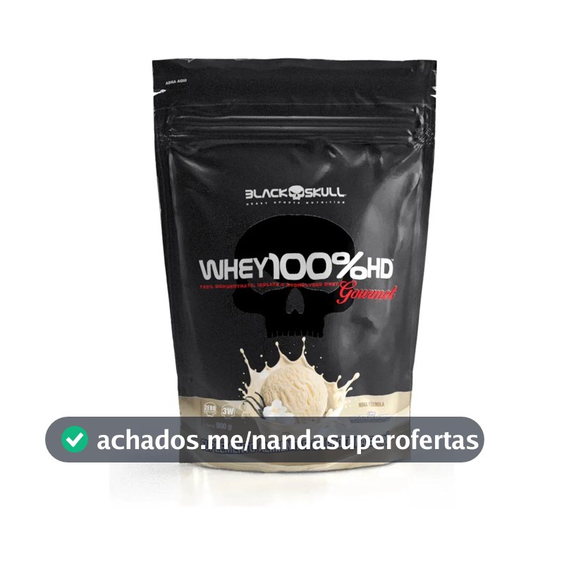 Whey 100% Hd 900g Refil Gourmet - Black Skull Sabor Baunilha