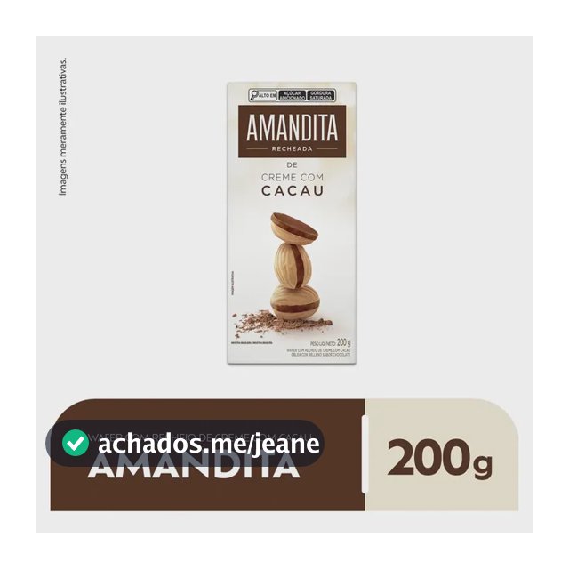 Wafer Recheado Lacta Amandita Sabor Chocolate 200g