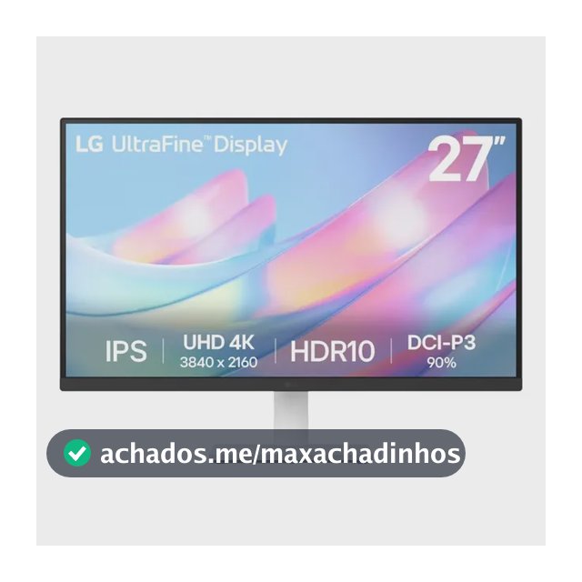 Monitor LG UltraFine - Tela IPS UHD 4K 27", HDR10, DCI-P3 90% , Dynamic Action Sync, Branco– 27US500