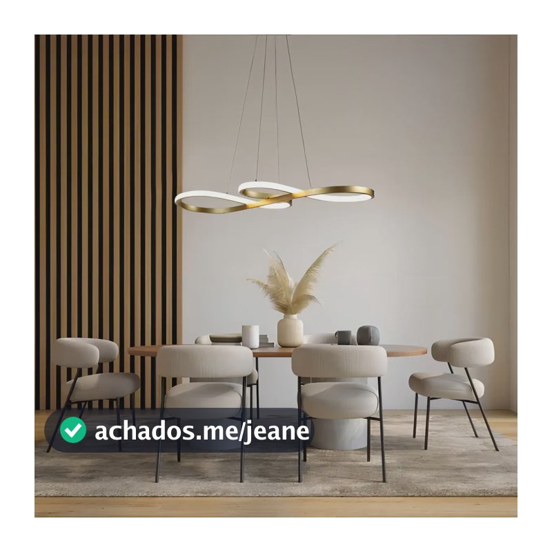 Lustre Pendente LED VOLTIS, em Formato de Nota Musical, 60W Dourado, para Sala