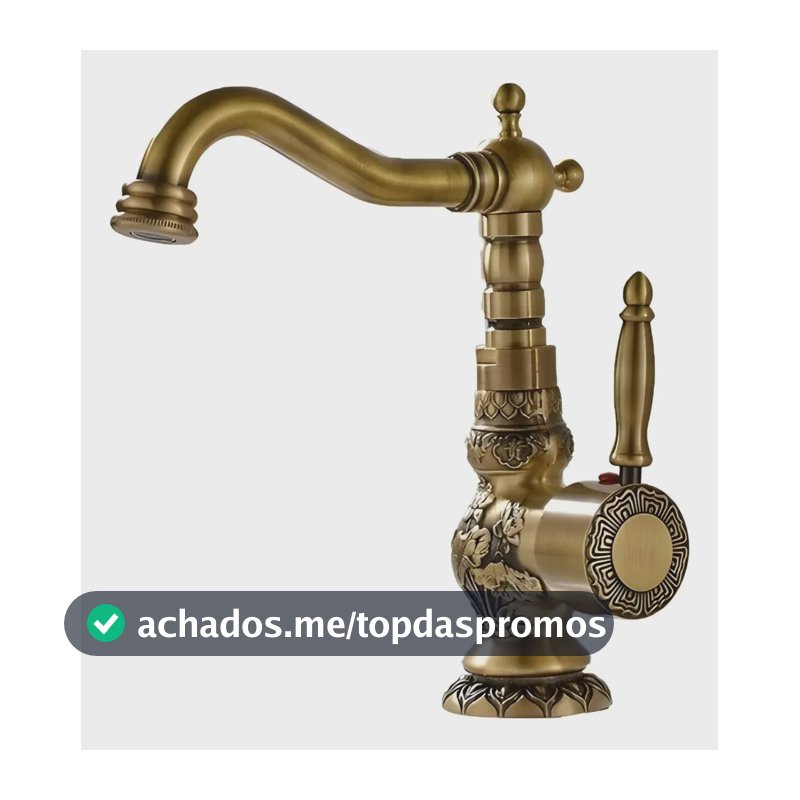 Torneira Vintage Bronze Antigo Misturador Banheiro Lavabo Monocomando Baixa