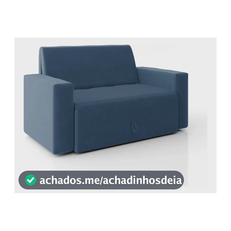 Sofá Cama 2 Lugares Pratik 5000 Mamflex Azul Suede