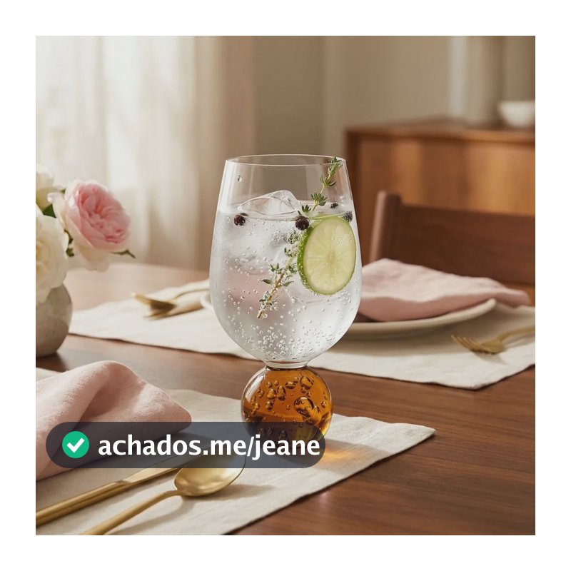 Kit 6 Taças De Vidro Esfera Bubble Sintonia Let's Eat It Dourado Vinho/água