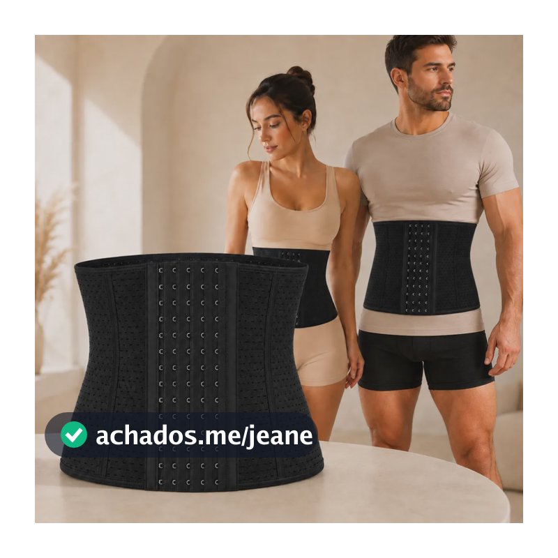 Cinta Modeladora Unissex 6 Fechos Abdominal Faixa Elástica Preto M