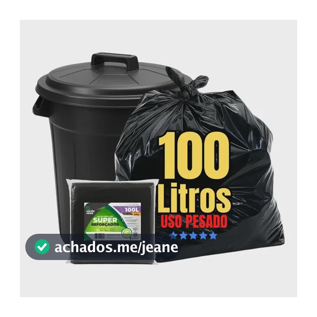 Saco De Lixo 100 Litros Uso Pesado Bem Reforçado Grosso Cor Preto Boca Larga Verdecasa
