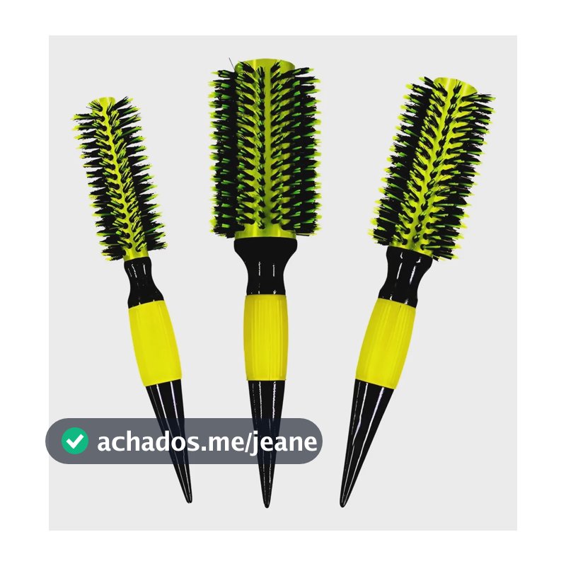 3 Escovas Kit Cabelo Com Cerdas De Javali Profissionais Amarelo