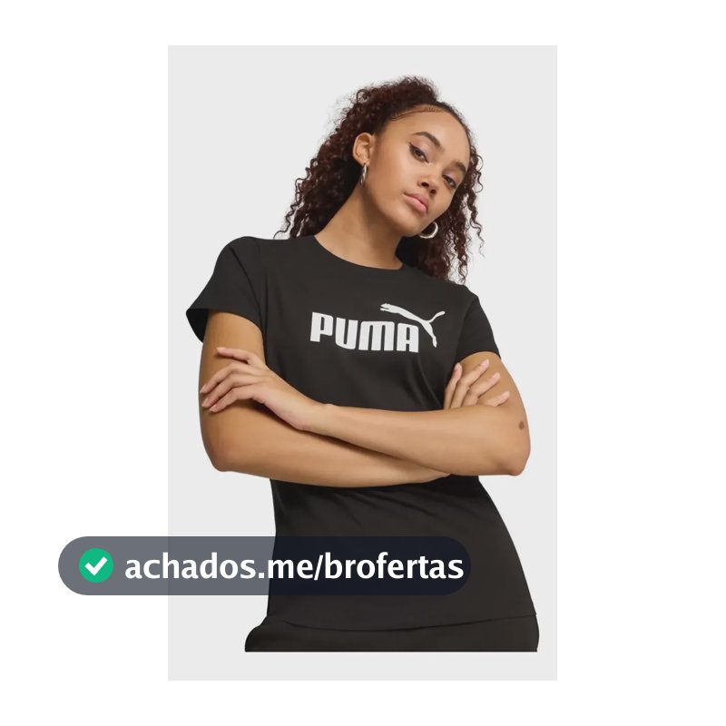 Camiseta Feminina Ess No. 1 Logo Puma Preta Geométrico P