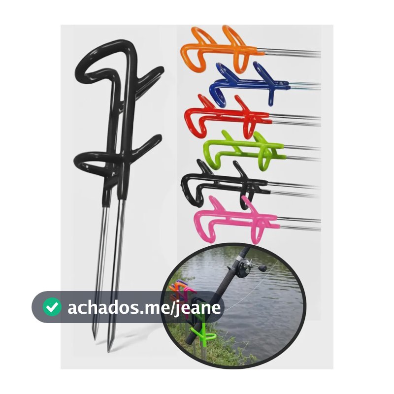 Suporte Vara Pesca Emborrachado Apoio Reforçado Resistente Preto