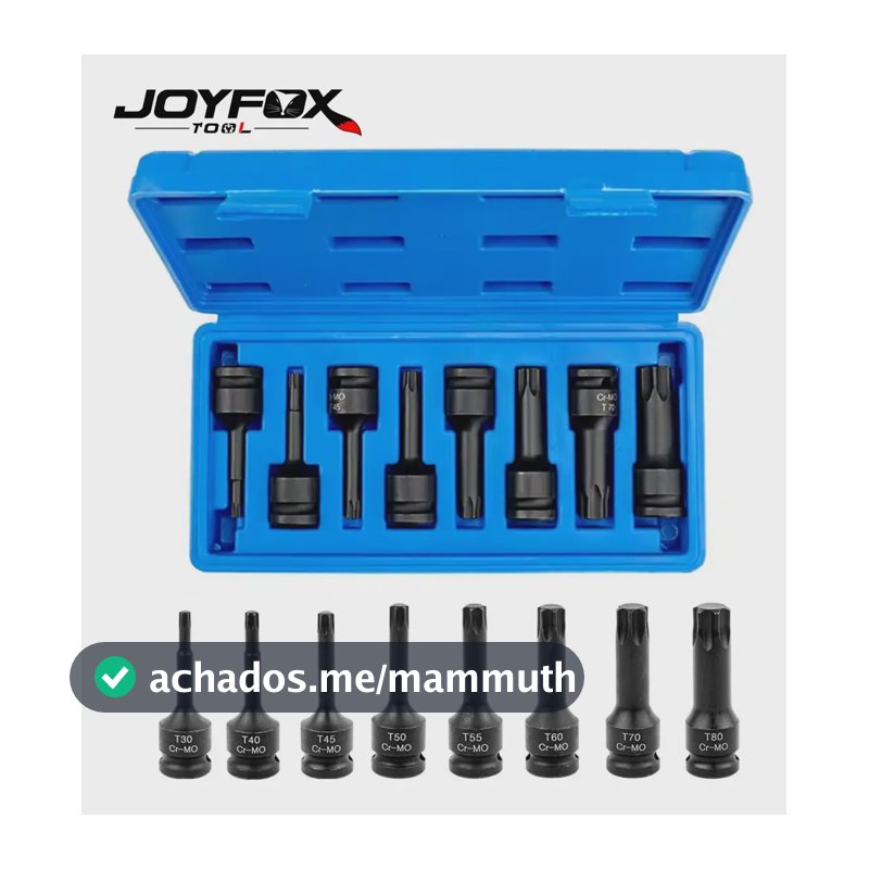 Kit de Soquetes de Impacto Torx Joyfox para Parafusadeira 1/2" (8 Peças)