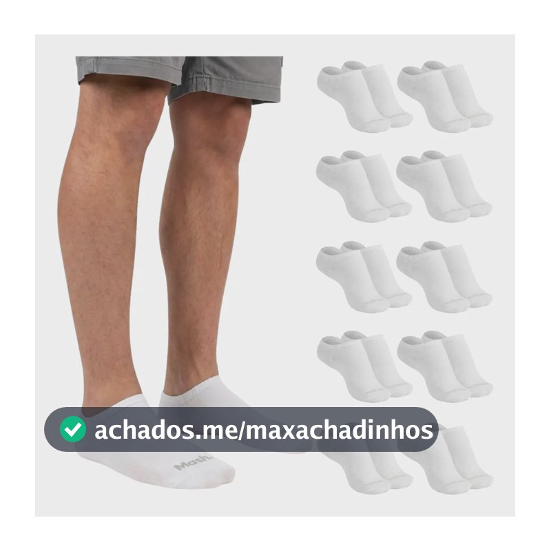 Kit 10 Pares Meia Invisível Soquete Algodão Confortável Mash 10 Brancas Meia Invisível Meia Cano Curto Meia Masculina Meia Feminina G ( 39 A 44 ) Meia Masculina Meia Feminina Meia Algodão