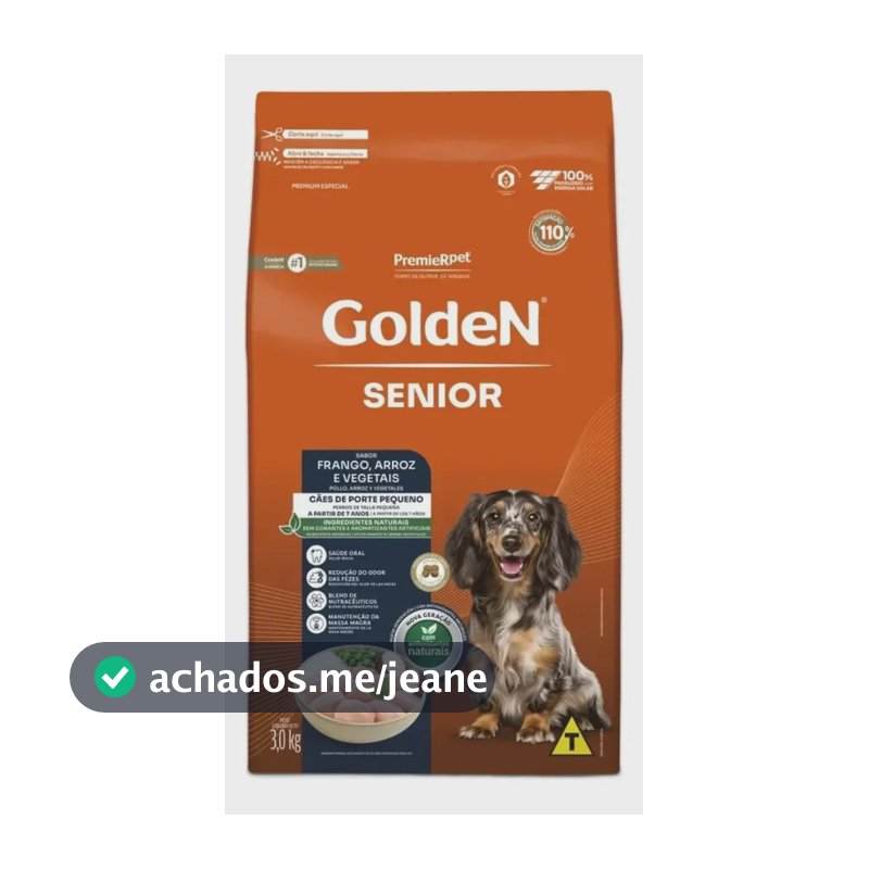 Ração Seca Golden Fórmula Senior Frango/Arroz Cães Pequenos 3kg