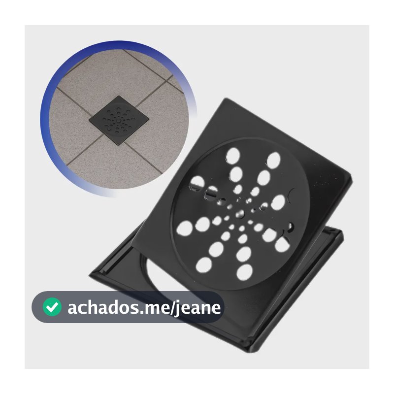 Ralo Caixilho Porta Grelha Preto Fosco 10x10 Banheiro Fecho Abre E Fecha Aço Inox