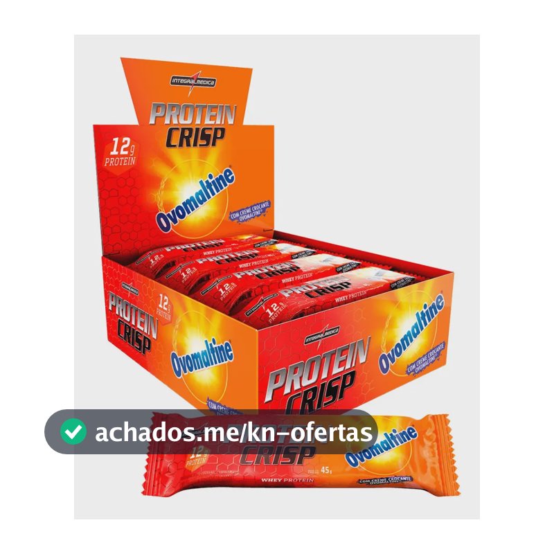 Barra de Proteína Integralmédica Crisp Bar sabor Ovomaltine x 45g de 12 un