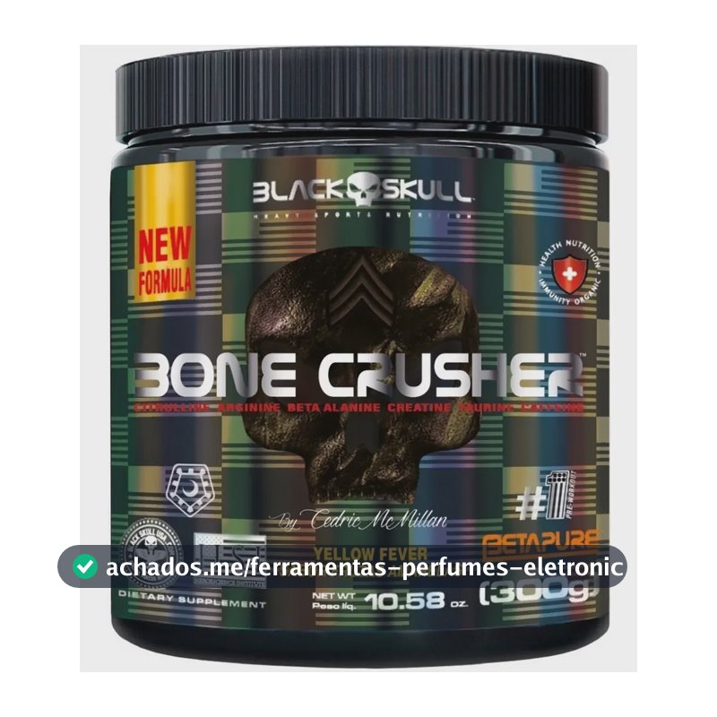 Pré-treino Bone Crusher 300g Black Skull Sabor Frutas Amarelas
