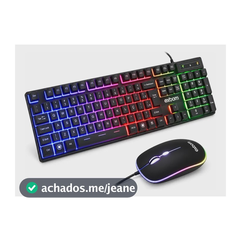 Kit Teclado e Mouse Gamer RGB USB com Iluminação LED Layout ABNT2 BK-G550