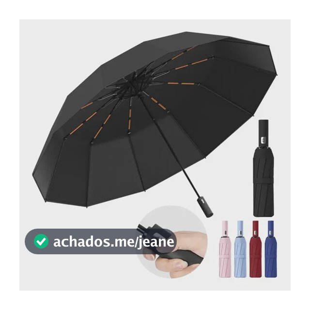 Guarda Chuva Abre E Fecha Automático Reforçado  Contra Vento Preto Pano De Impacto