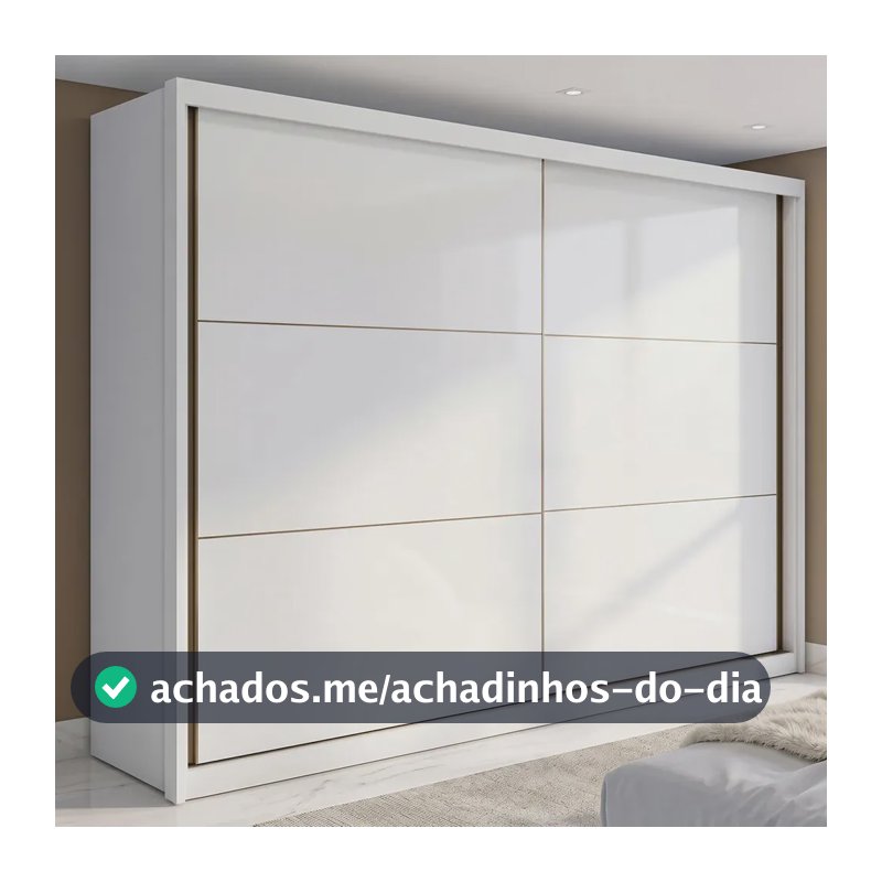 Guarda-roupa Casal MDF 2 Portas Corrediças Branco 6 Gavetas Móveis Lopas