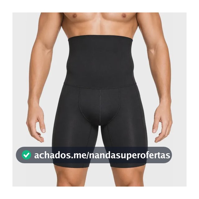 Bermuda Modeladora Masculina Reduz Barriga Slim Compressão Preto P/m
