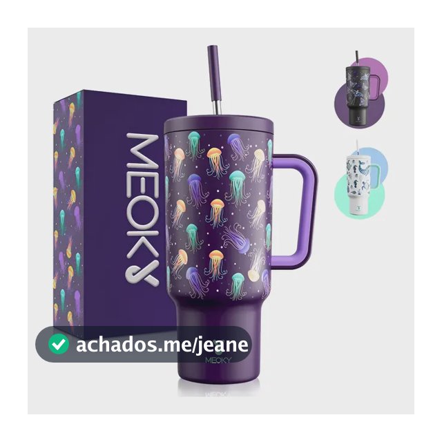 Meoky Copo Térmico Inox 1200ml Com Tampa E Canudo