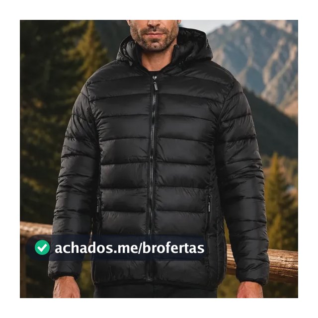Jaqueta Puffer Nyllon Masculina Bobojaco Capuz Removível