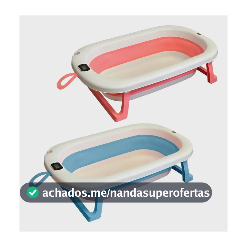 Banheira Retrátil Dobrável Silicone De Bebe Com Termometro Cor Rosa Liso