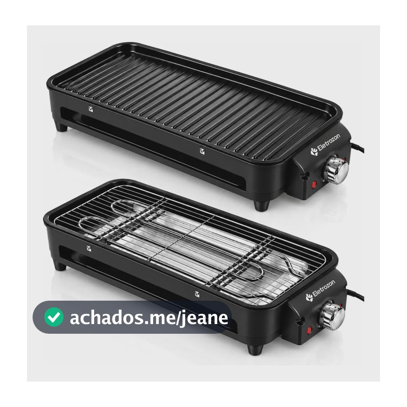 Churrasqueira Eletrica Para Bancada com pe Grill ELT-5720 Sem fumaça Para Apartamento Eletrozon Preto
