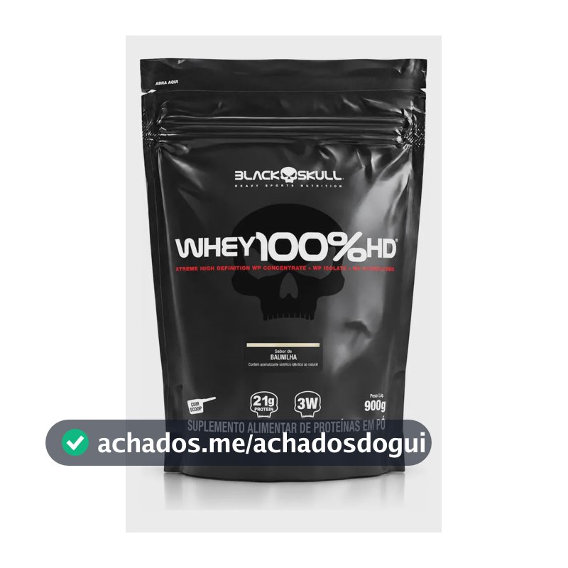 Proteína Black Skull Whey 100% HD em pó sabor Baunilha x 900g