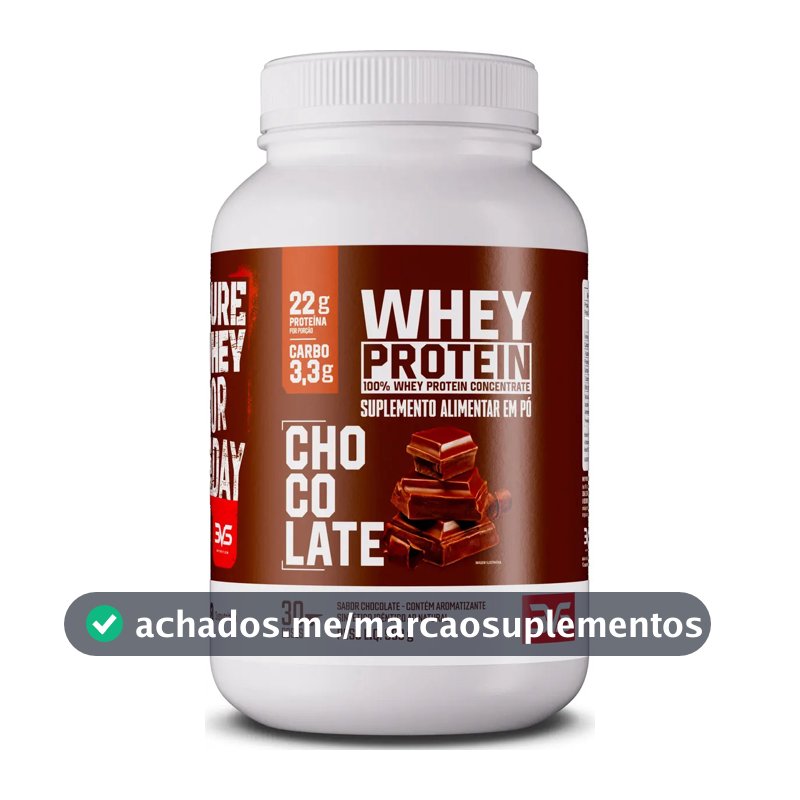 100% WHEY Protein Concentrado 900g Sabor Chocolate - Proteína 100% Pura - 3VS Nutrition
