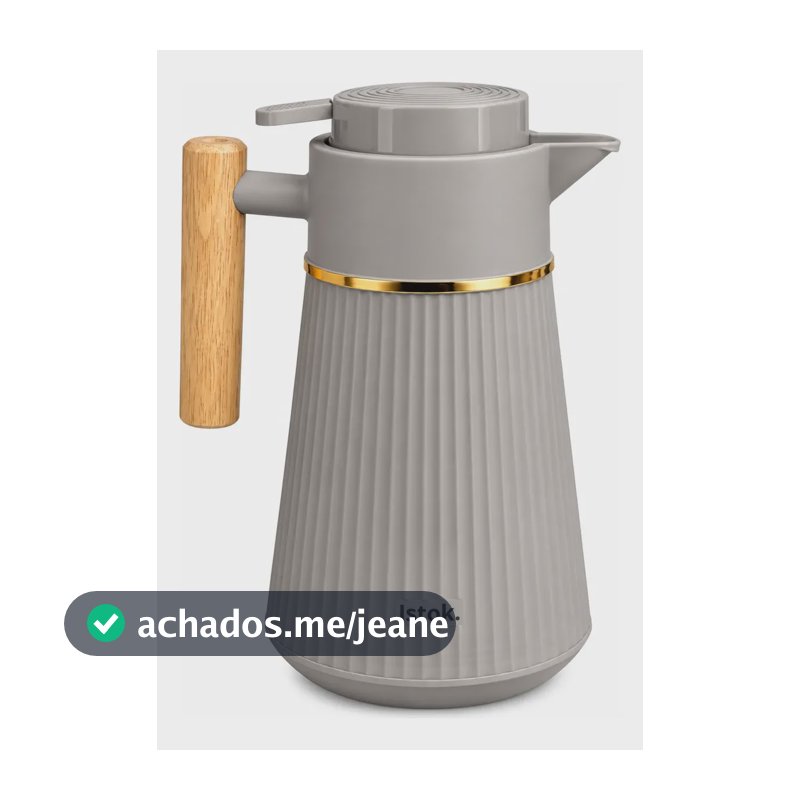 Garrafa Térmica Nórdica 1 Litro Café Chá Istok Alca Madeira Cinza