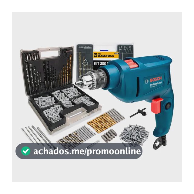 Furadeira de Impacto Bosch 450W 10mm GSB 450 RE com Jogo de Brocas Bits 300 Peças