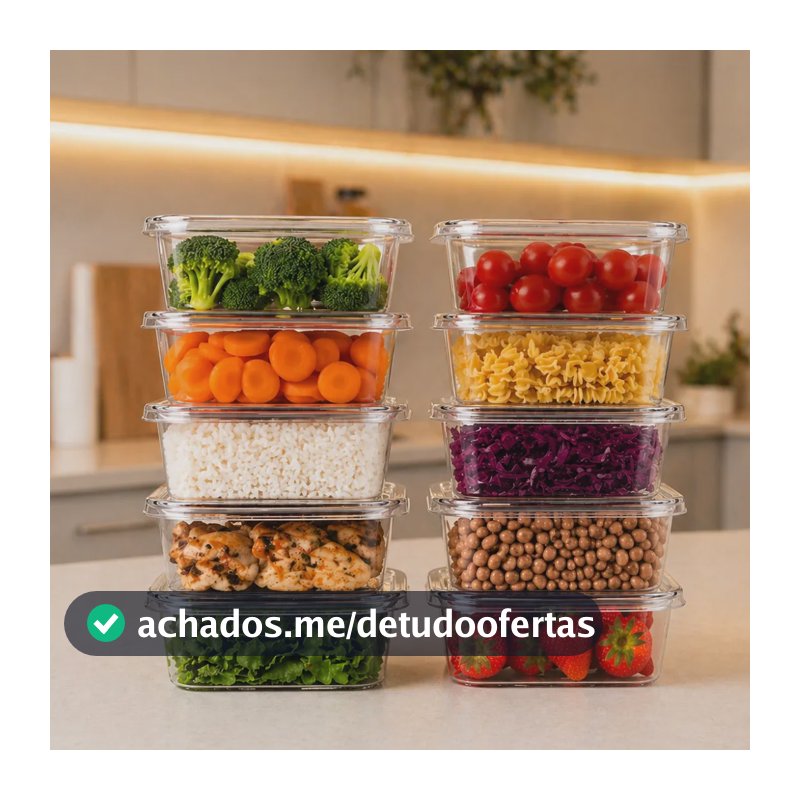 Kit 15 Marmitas Potes 500ml Livre De Bpa Freezer Microondas Transparente