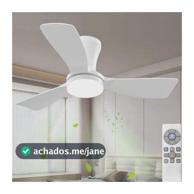 Ventilador de Teto Moderno 36" com Luz LED e Controle Remoto, Reversível, 3cct, Dimerizável, Silencioso, Para Quarto, Uso Interno/externo
