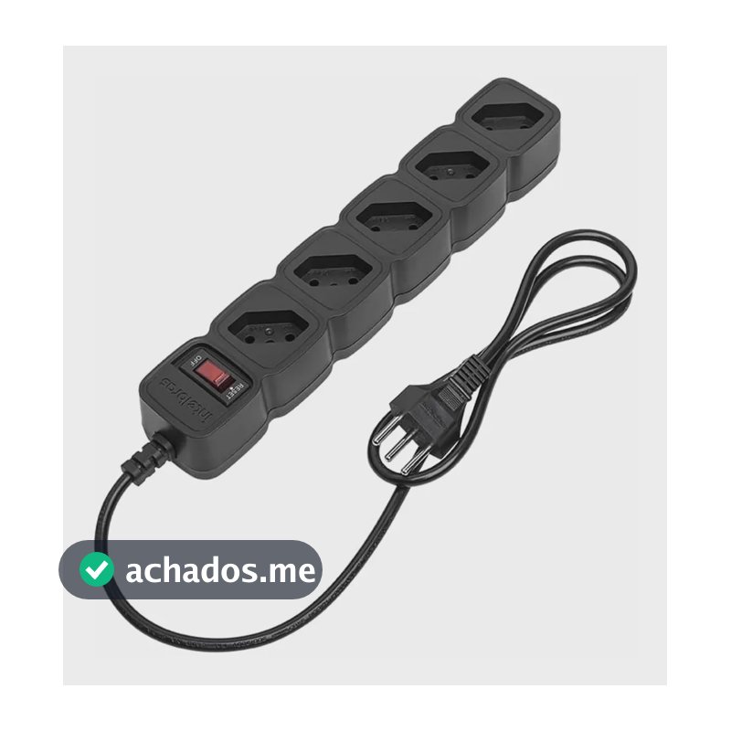 Protetor Eletrônico Com 5 Tomadas Pt Cor Preto
