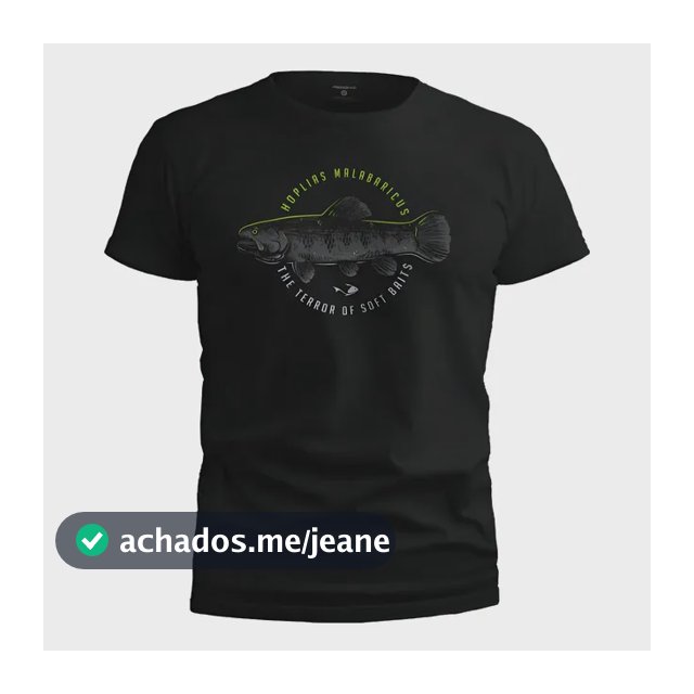 Camiseta De Pesca Masculina Presa Viva Casual Hoplias
