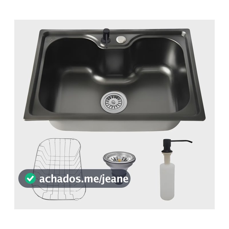 Cuba Cozinha Gourmet Aço Inox Luxo C/ Acessórios 60x42 Preto Preto