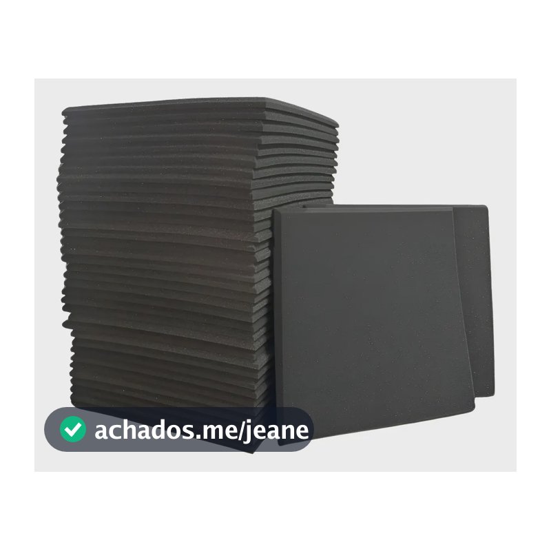 Kit 10 Placa Espuma Acústica 50 X 50 X 2cm Isolamento Preta Cinza-escuro